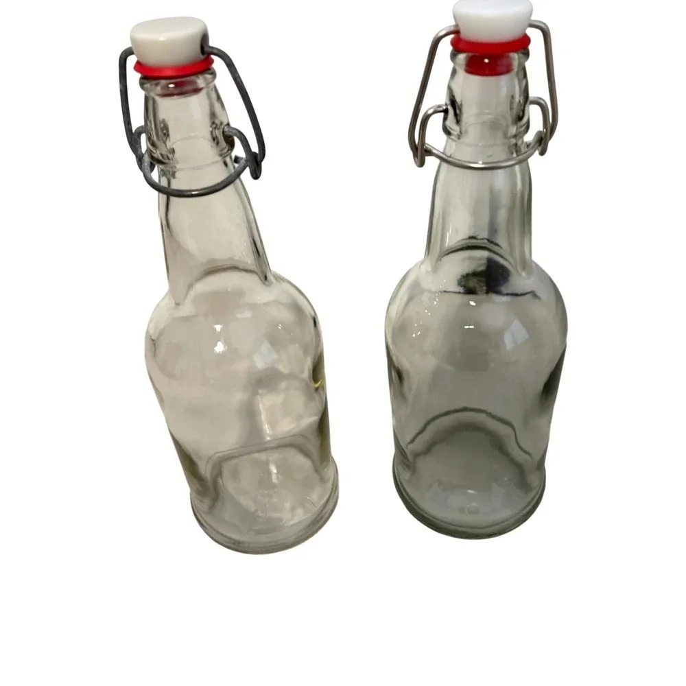 EZ Cap Swing Top Glass Bottles Clear 10 Inch Home Brew Kombucha Set of 2